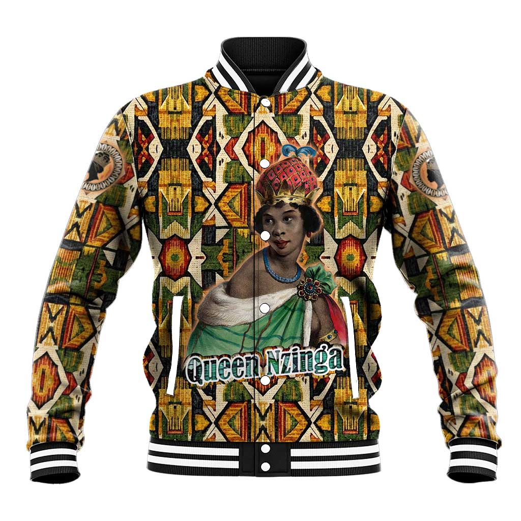 Queen Nzinga Baseball Jacket Mbandi Traditional Regal Portrait Empowerment Quote African Female Leadership - Wonder Print Shop