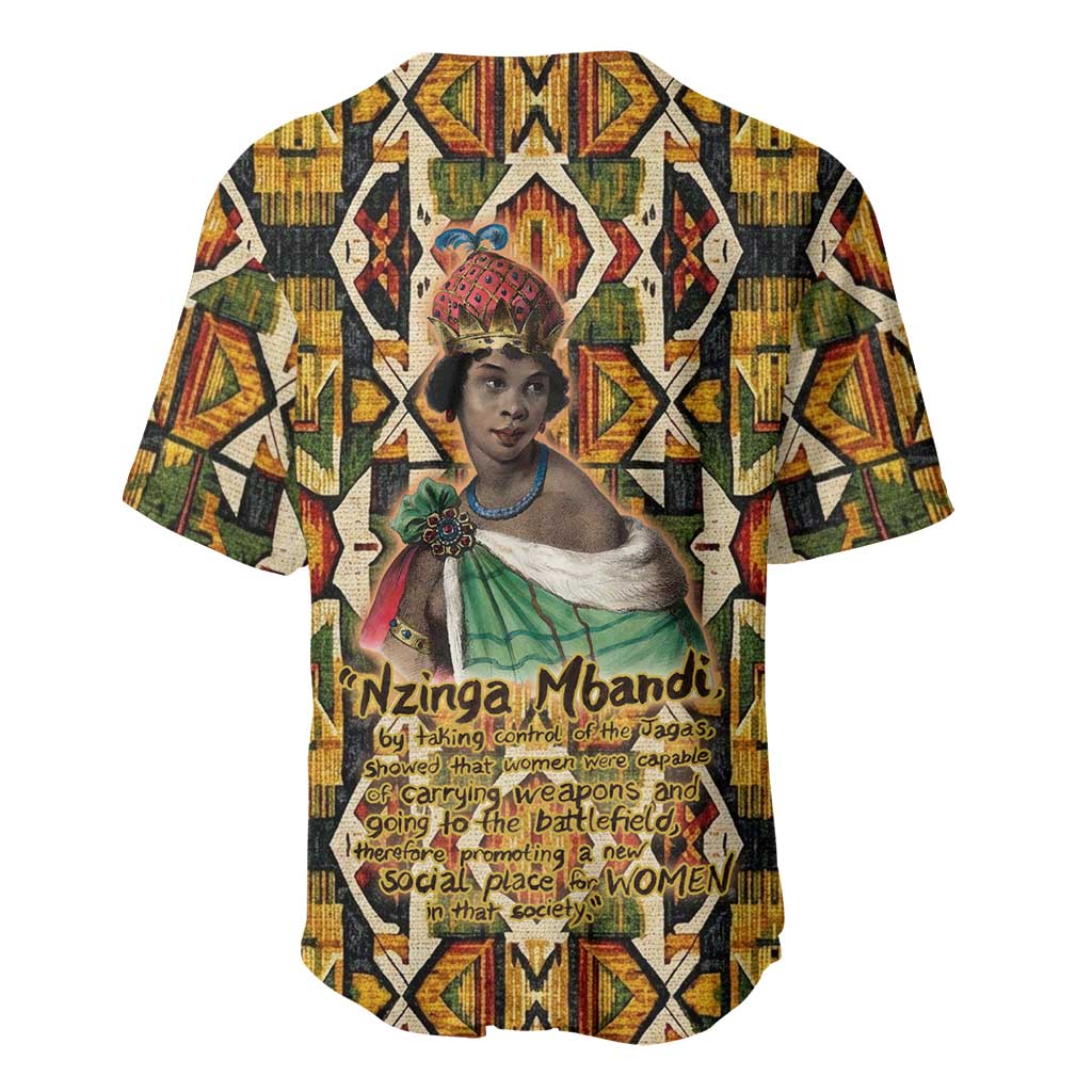 Queen Nzinga Baseball Jersey Mbandi Traditional Regal Portrait Empowerment Quote African Female Leadership - Wonder Print Shop