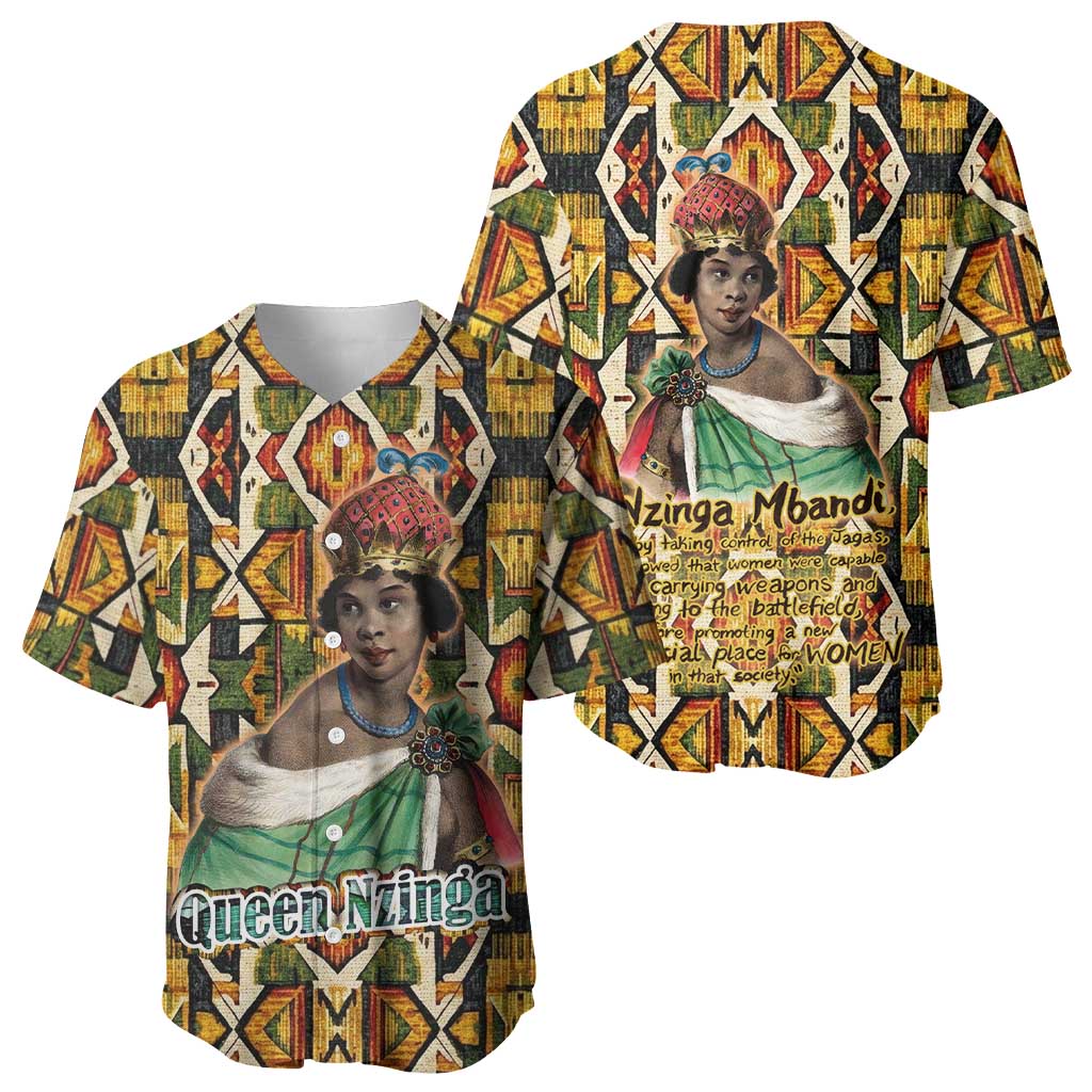 Queen Nzinga Baseball Jersey Mbandi Traditional Regal Portrait Empowerment Quote African Female Leadership - Wonder Print Shop