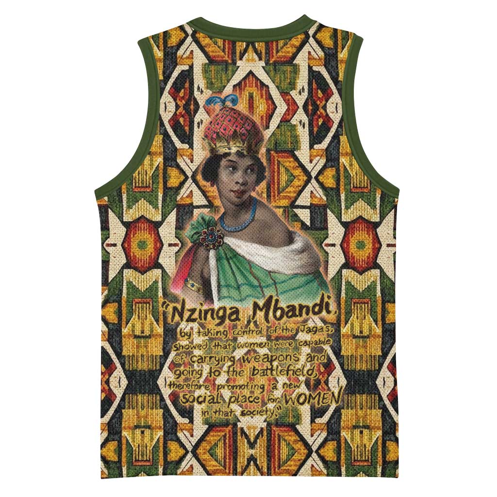 Queen Nzinga Basketball Jersey Mbandi Traditional Regal Portrait Empowerment Quote African Female Leadership - Wonder Print Shop