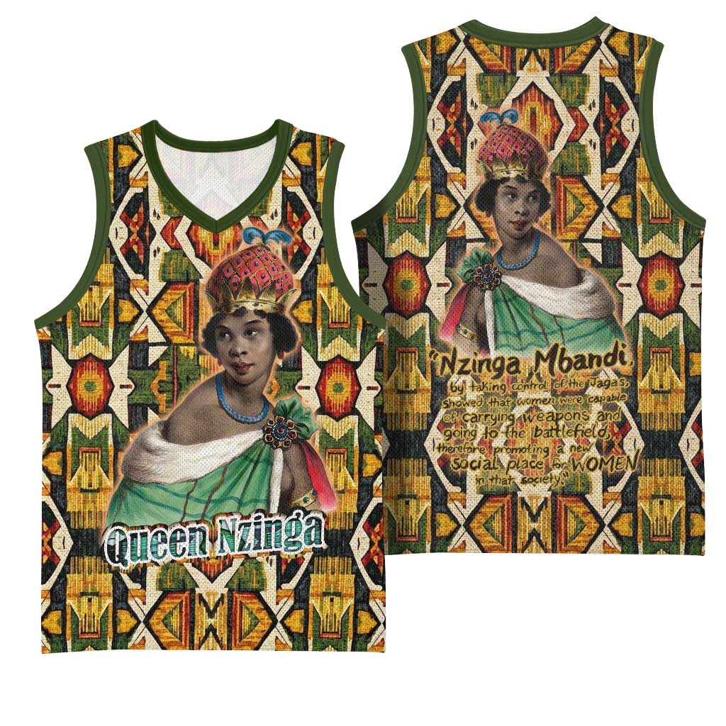 Queen Nzinga Basketball Jersey Mbandi Traditional Regal Portrait Empowerment Quote African Female Leadership - Wonder Print Shop
