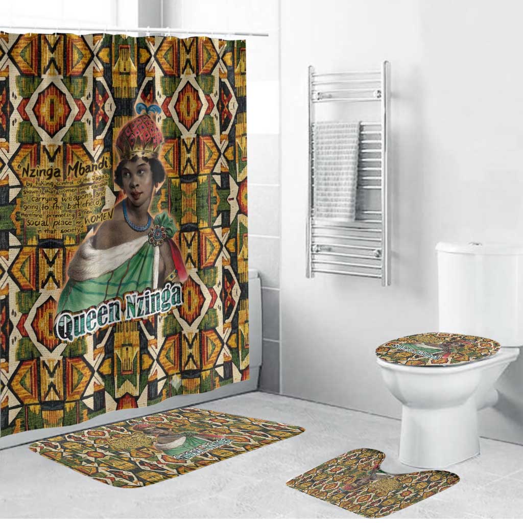 Queen Nzinga Bathroom Set Mbandi Traditional Regal Portrait Empowerment Quote African Female Leadership - Wonder Print Shop