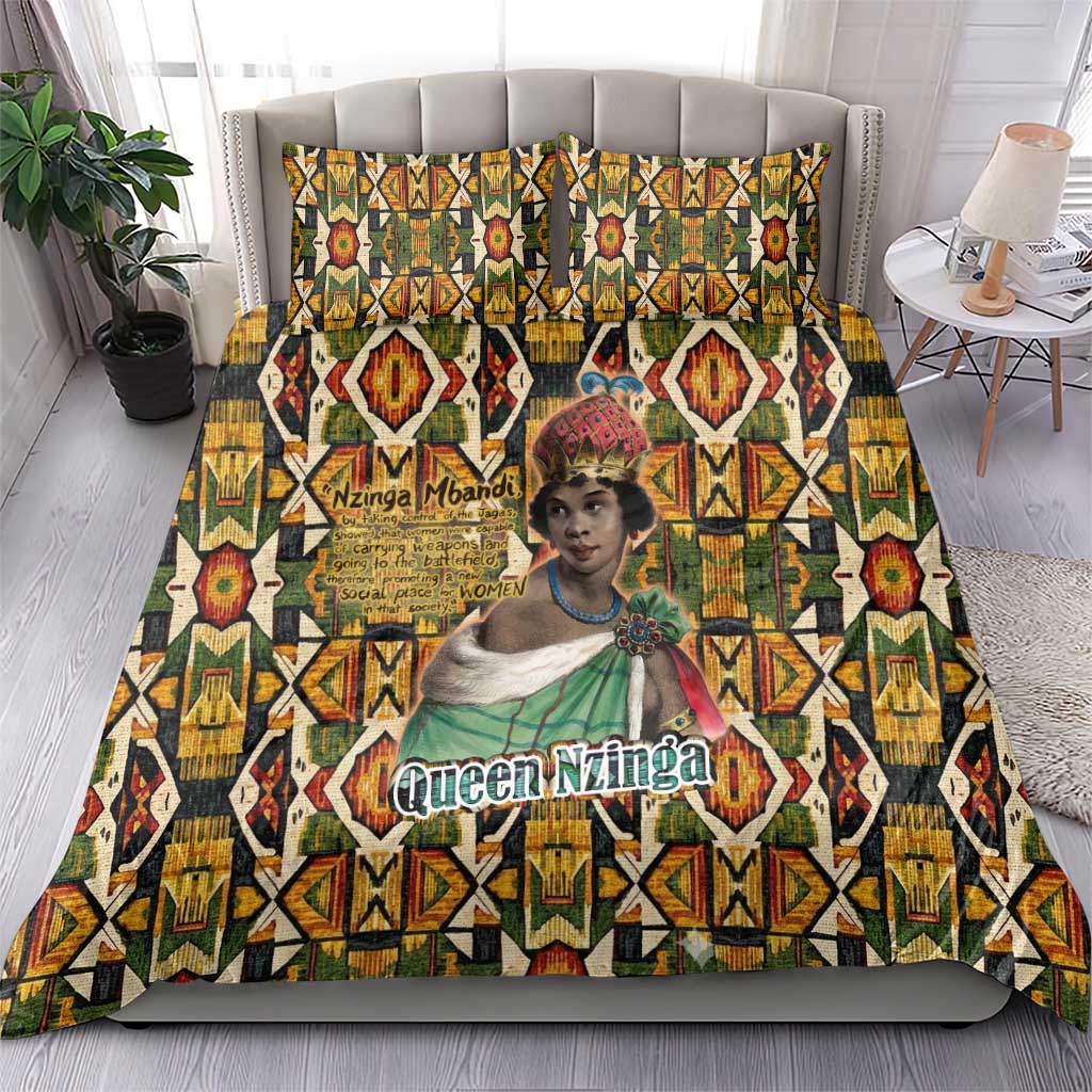 Queen Nzinga Bedding Set Mbandi Traditional Regal Portrait Empowerment Quote African Female Leadership - Wonder Print Shop