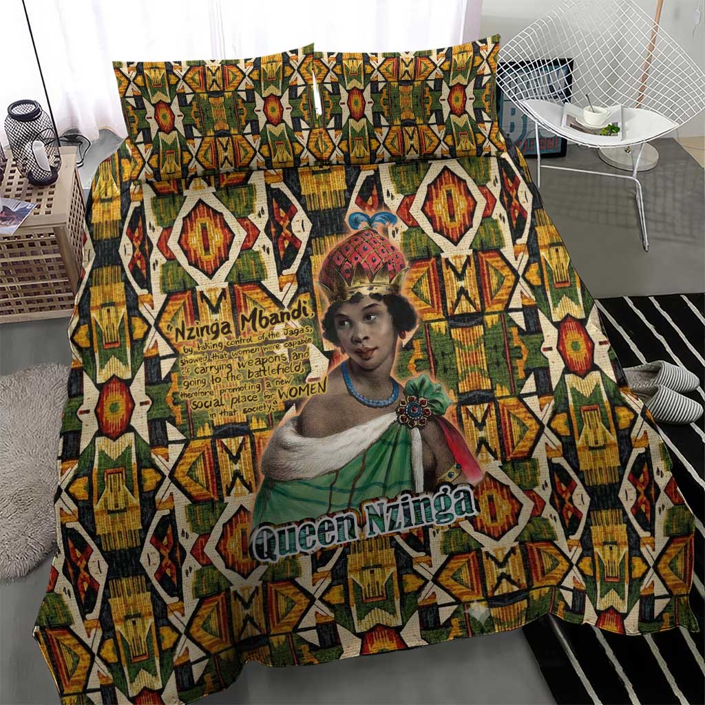 Queen Nzinga Bedding Set Mbandi Traditional Regal Portrait Empowerment Quote African Female Leadership - Wonder Print Shop