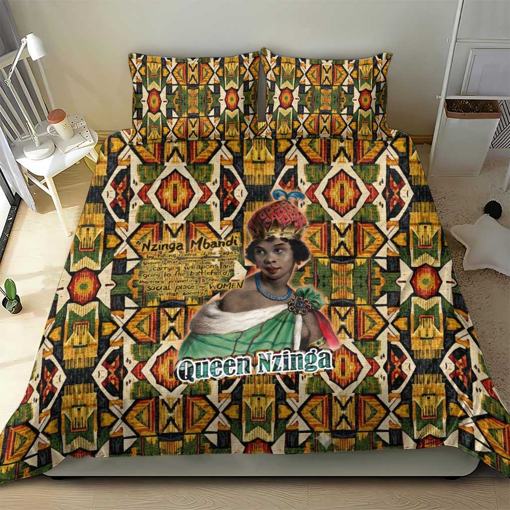 Queen Nzinga Bedding Set Mbandi Traditional Regal Portrait Empowerment Quote African Female Leadership - Wonder Print Shop