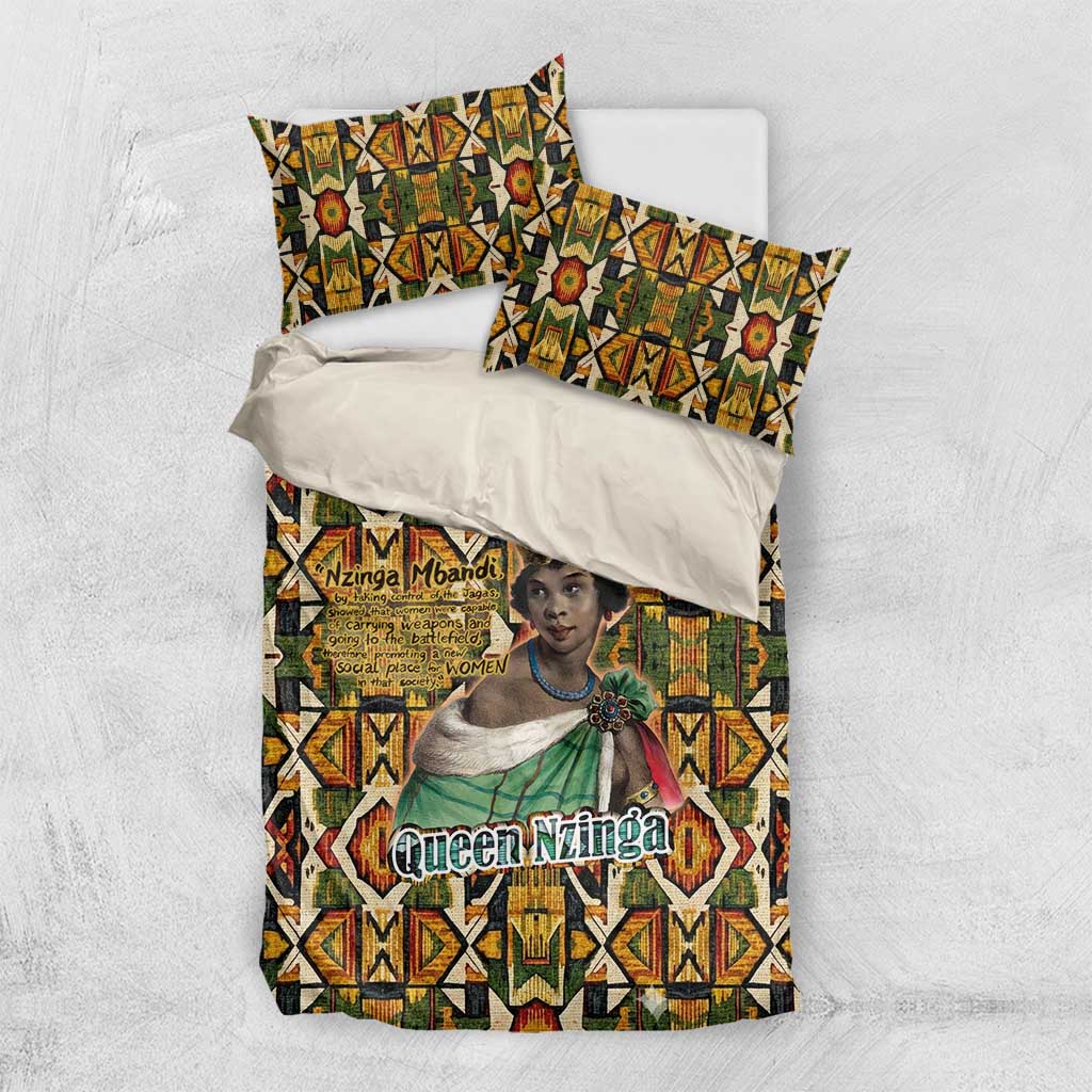 Queen Nzinga Bedding Set Mbandi Traditional Regal Portrait Empowerment Quote African Female Leadership - Wonder Print Shop