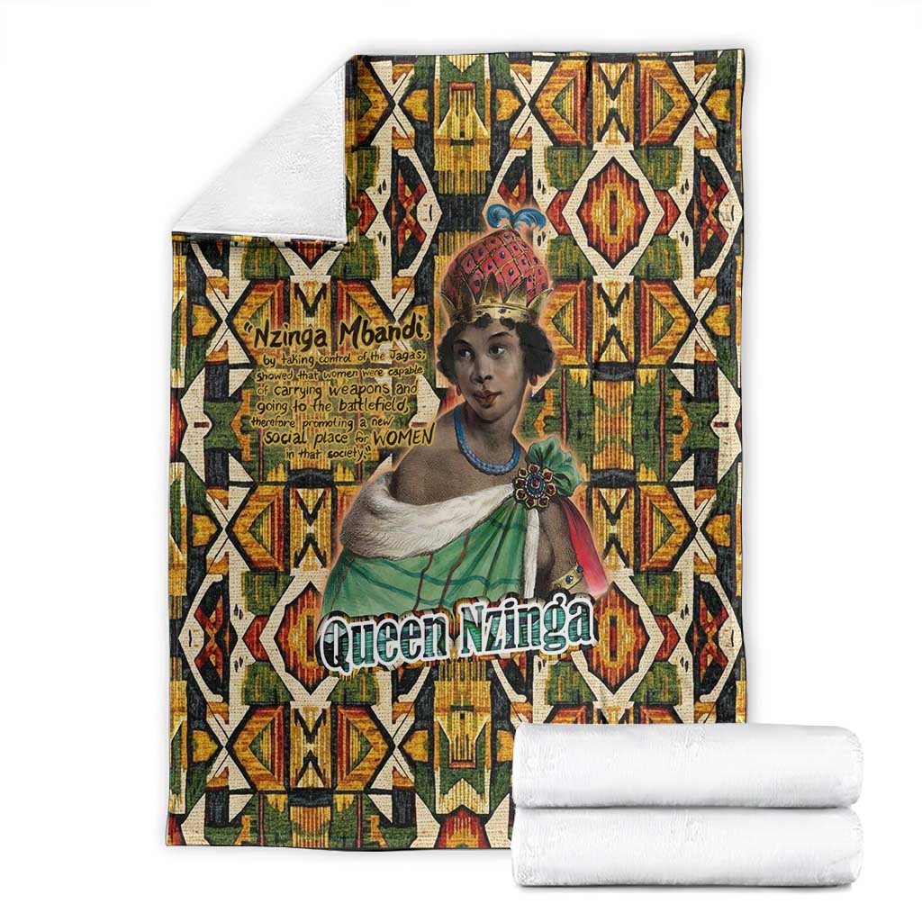 Queen Nzinga Blanket Mbandi Traditional Regal Portrait Empowerment Quote African Female Leadership - Wonder Print Shop