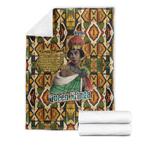 Queen Nzinga Blanket Mbandi Traditional Regal Portrait Empowerment Quote African Female Leadership - Wonder Print Shop