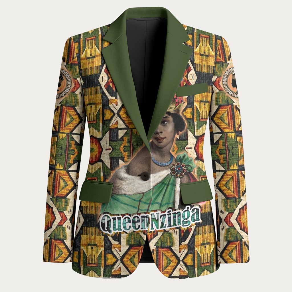 Queen Nzinga Blazer Mbandi Traditional Regal Portrait Empowerment Quote African Female Leadership - Wonder Print Shop