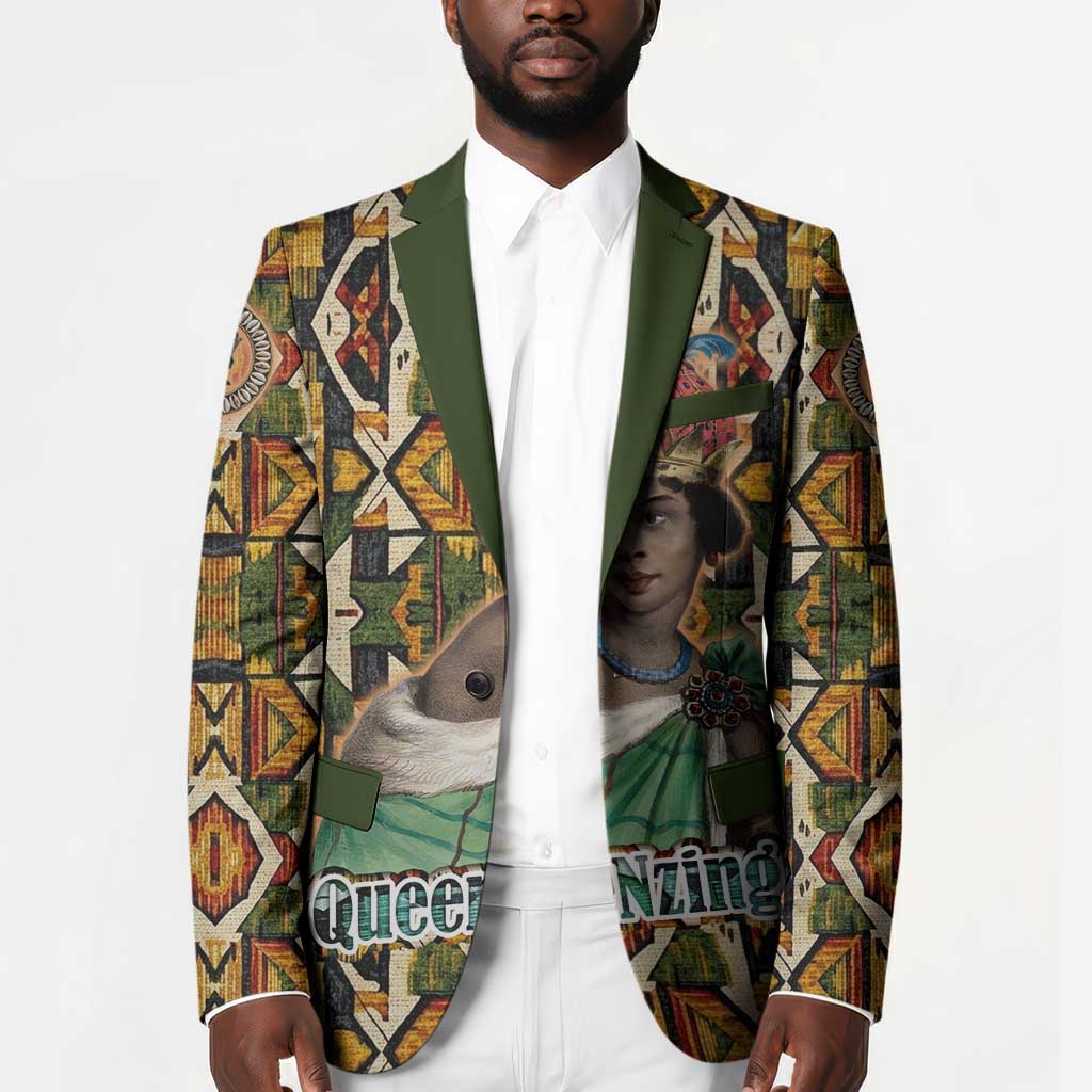 Queen Nzinga Blazer Mbandi Traditional Regal Portrait Empowerment Quote African Female Leadership - Wonder Print Shop
