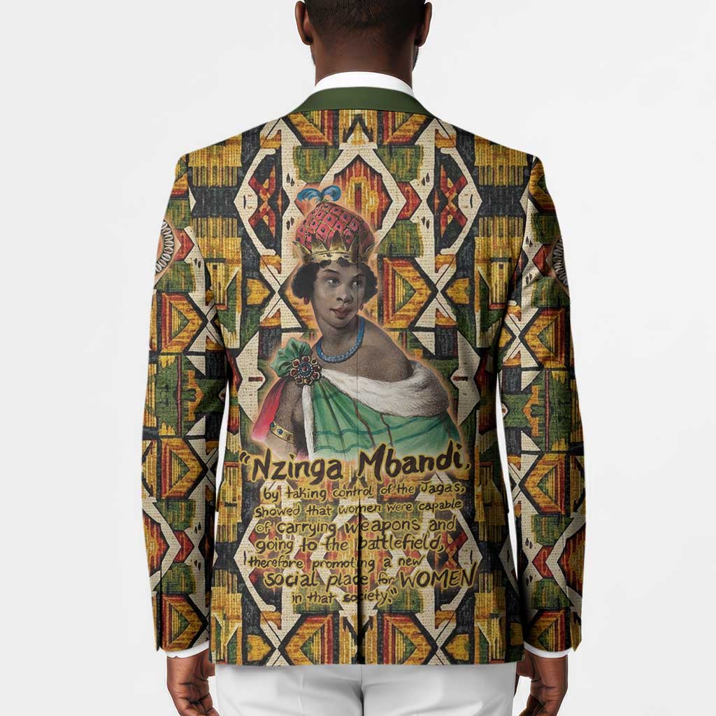 Queen Nzinga Blazer Mbandi Traditional Regal Portrait Empowerment Quote African Female Leadership - Wonder Print Shop