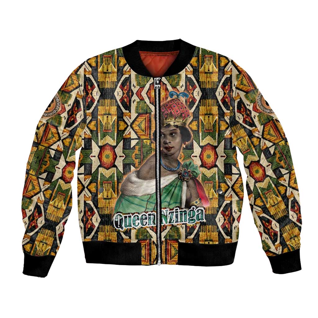 Queen Nzinga Bomber Jacket Mbandi Traditional Regal Portrait Empowerment Quote African Female Leadership - Wonder Print Shop