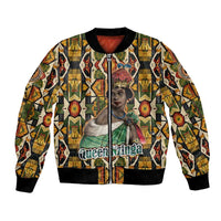 Queen Nzinga Bomber Jacket Mbandi Traditional Regal Portrait Empowerment Quote African Female Leadership - Wonder Print Shop