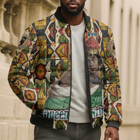 Queen Nzinga Bomber Puffer Jacket Mbandi Traditional Regal Portrait Empowerment Quote African Female Leadership - Wonder Print Shop