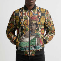 Queen Nzinga Bomber Puffer Jacket Mbandi Traditional Regal Portrait Empowerment Quote African Female Leadership - Wonder Print Shop
