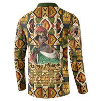 Queen Nzinga Button Sweatshirt Mbandi Traditional Regal Portrait Empowerment Quote African Female Leadership