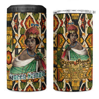 Queen Nzinga 4 in 1 Can Cooler Tumbler Mbandi Traditional Regal Portrait Empowerment Quote African Female Leadership - Wonder Print Shop