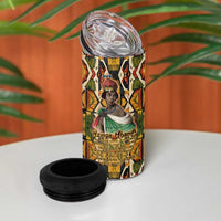 Queen Nzinga 4 in 1 Can Cooler Tumbler Mbandi Traditional Regal Portrait Empowerment Quote African Female Leadership - Wonder Print Shop