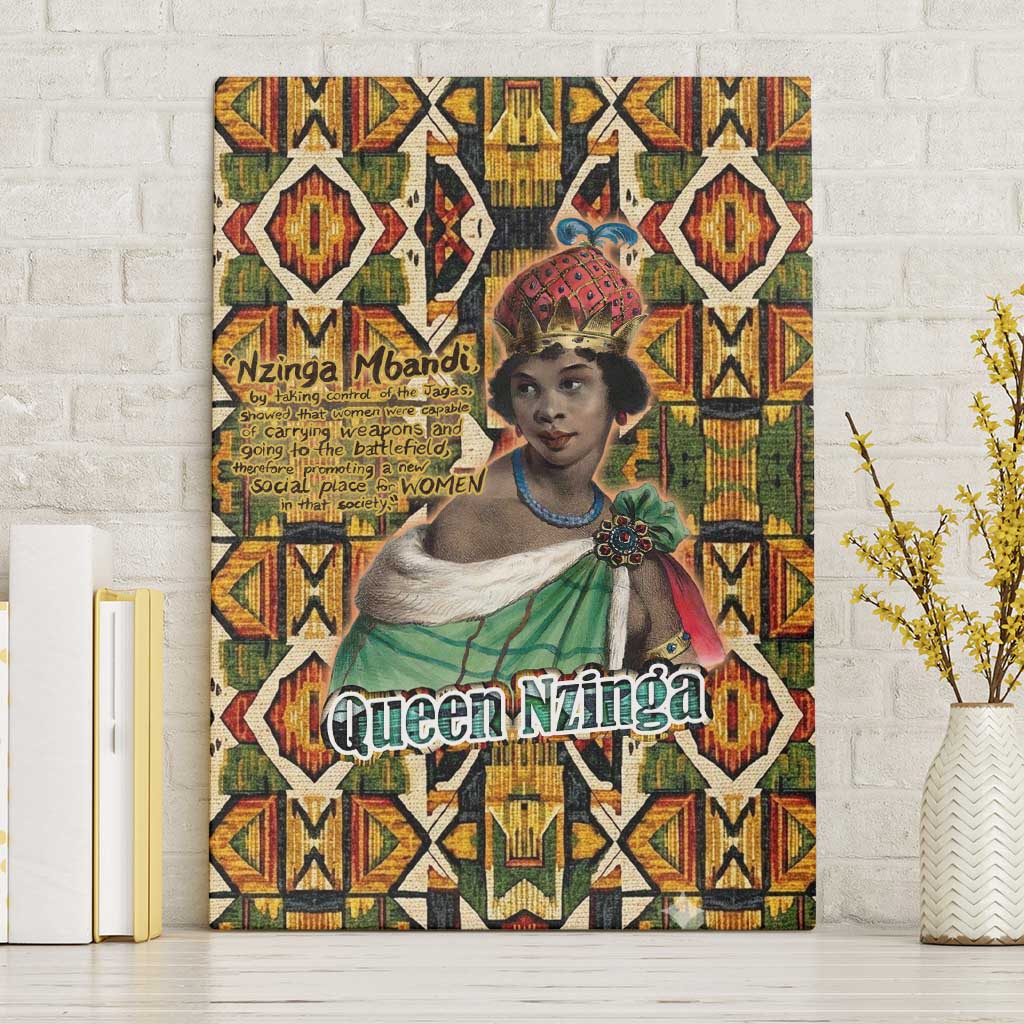 Queen Nzinga Canvas Wall Art Mbandi Traditional Regal Portrait Empowerment Quote African Female Leadership - Wonder Print Shop