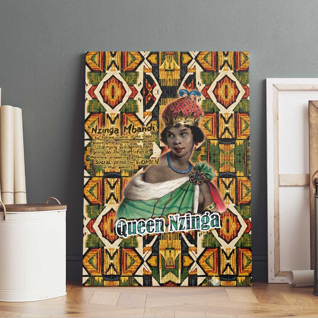 Queen Nzinga Canvas Wall Art Mbandi Traditional Regal Portrait Empowerment Quote African Female Leadership - Wonder Print Shop
