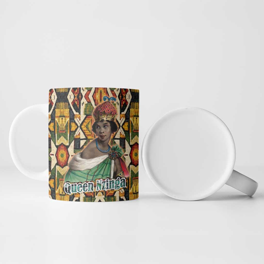 Queen Nzinga Ceramic Mug Mbandi Traditional Regal Portrait Empowerment Quote African Female Leadership - Wonder Print Shop