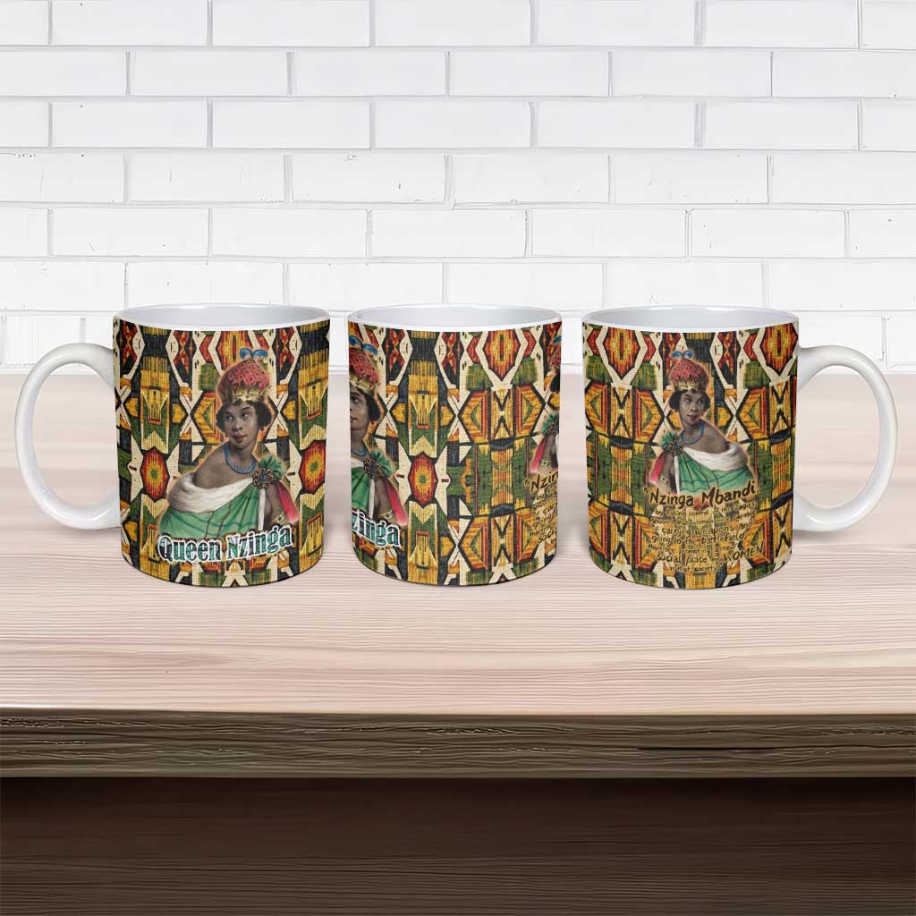 Queen Nzinga Ceramic Mug Mbandi Traditional Regal Portrait Empowerment Quote African Female Leadership - Wonder Print Shop