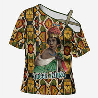 Queen Nzinga Cross Shoulder Shirt Mbandi Traditional Regal Portrait Empowerment Quote African Female Leadership - Wonder Print Shop