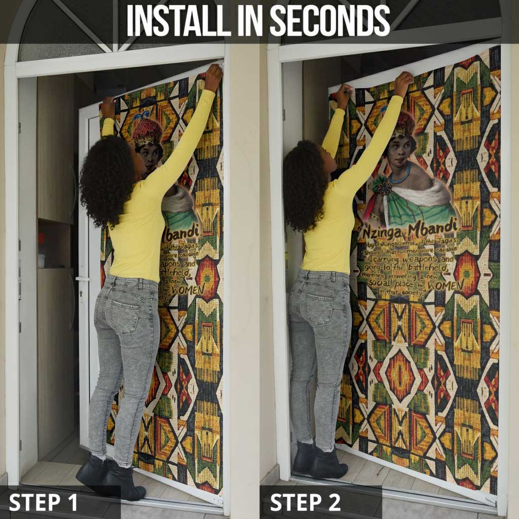 Queen Nzinga Door Cover Mbandi Traditional Regal Portrait Empowerment Quote African Female Leadership - Wonder Print Shop