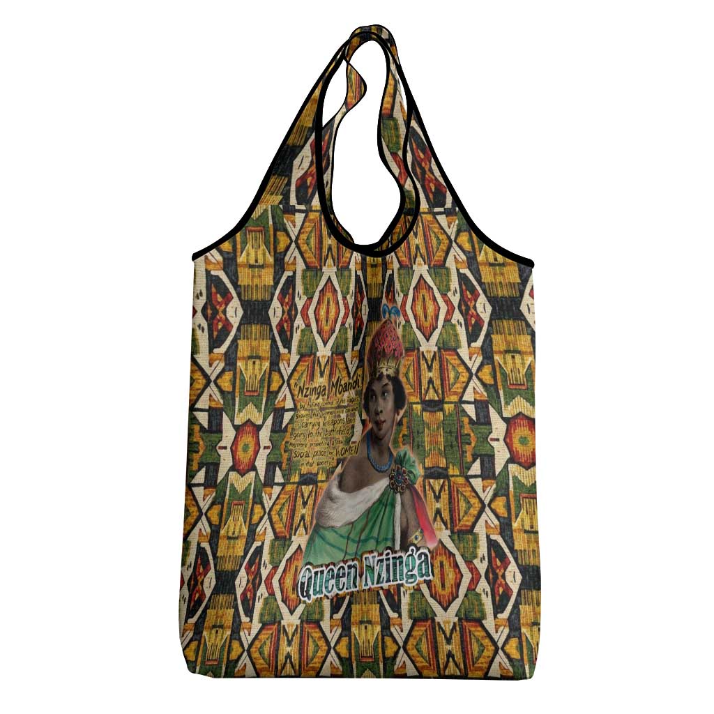 Queen Nzinga Grocery Bag Mbandi Traditional Regal Portrait Empowerment Quote African Female Leadership - Wonder Print Shop