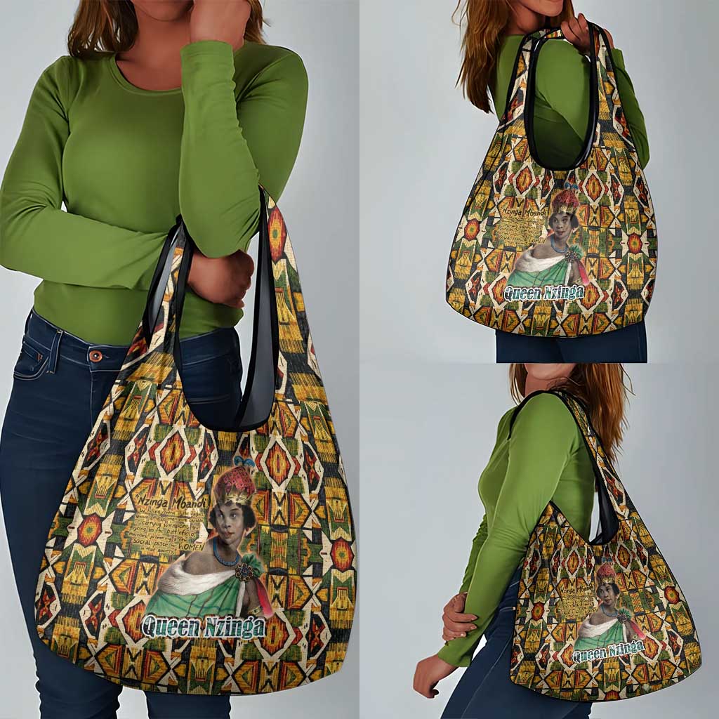 Queen Nzinga Grocery Bag Mbandi Traditional Regal Portrait Empowerment Quote African Female Leadership - Wonder Print Shop