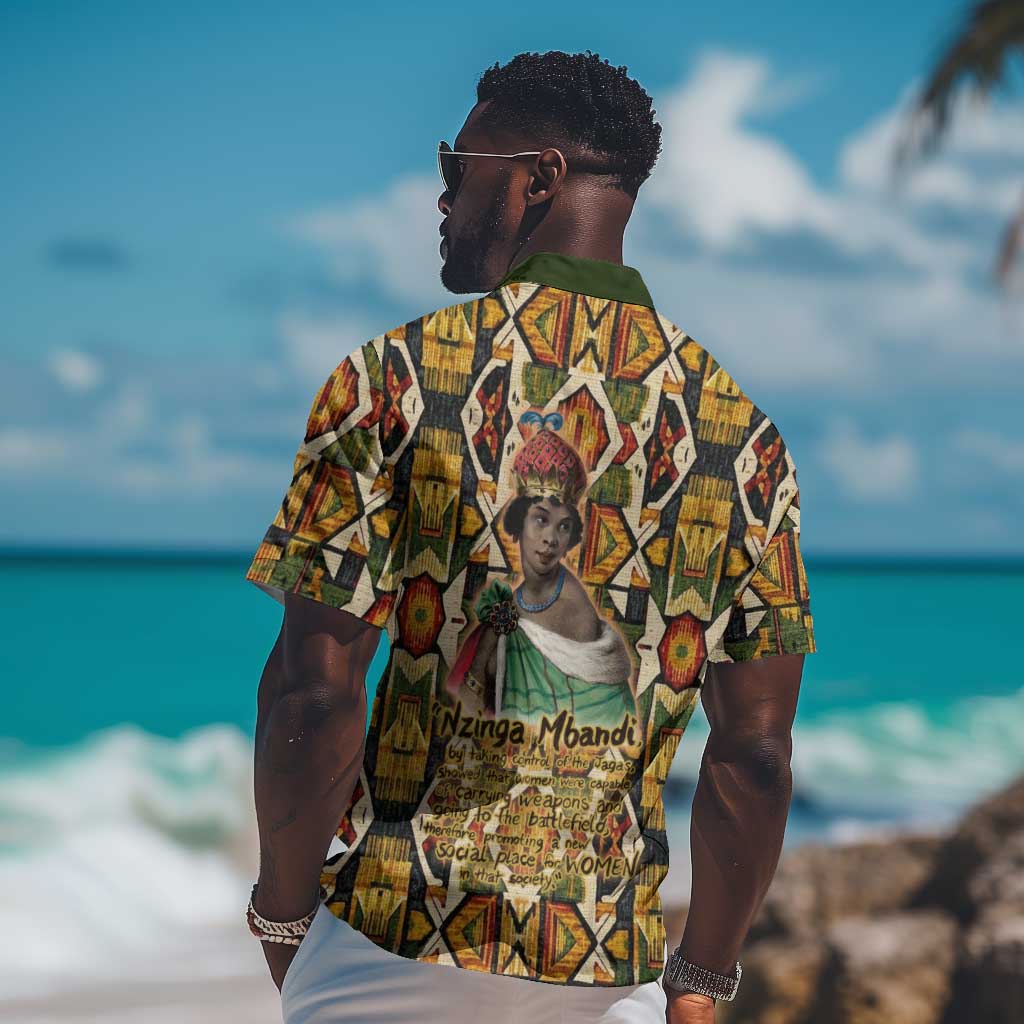 Queen Nzinga Hawaiian Shirt Mbandi Traditional Regal Portrait Empowerment Quote African Female Leadership - Wonder Print Shop