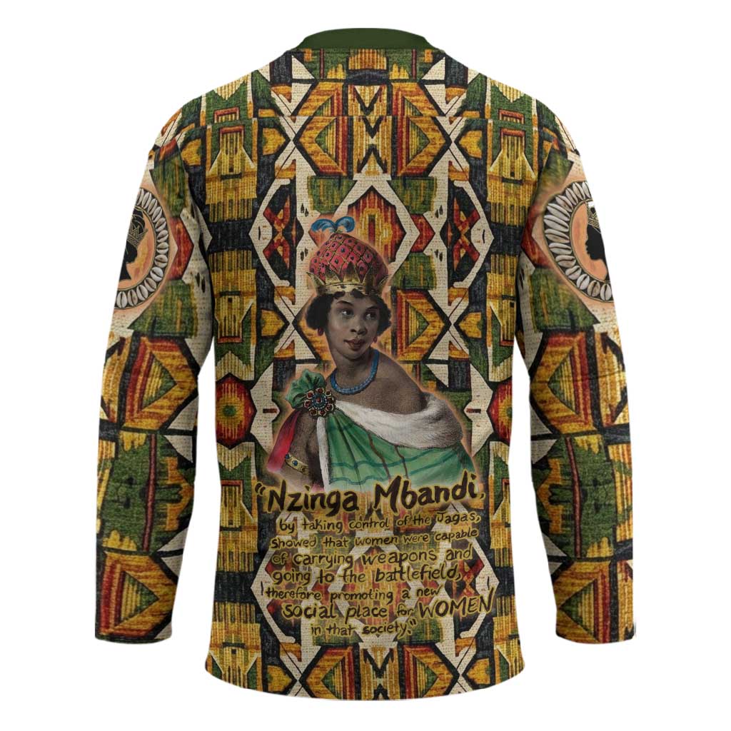 Queen Nzinga Hockey Jersey Mbandi Traditional Regal Portrait Empowerment Quote African Female Leadership - Wonder Print Shop