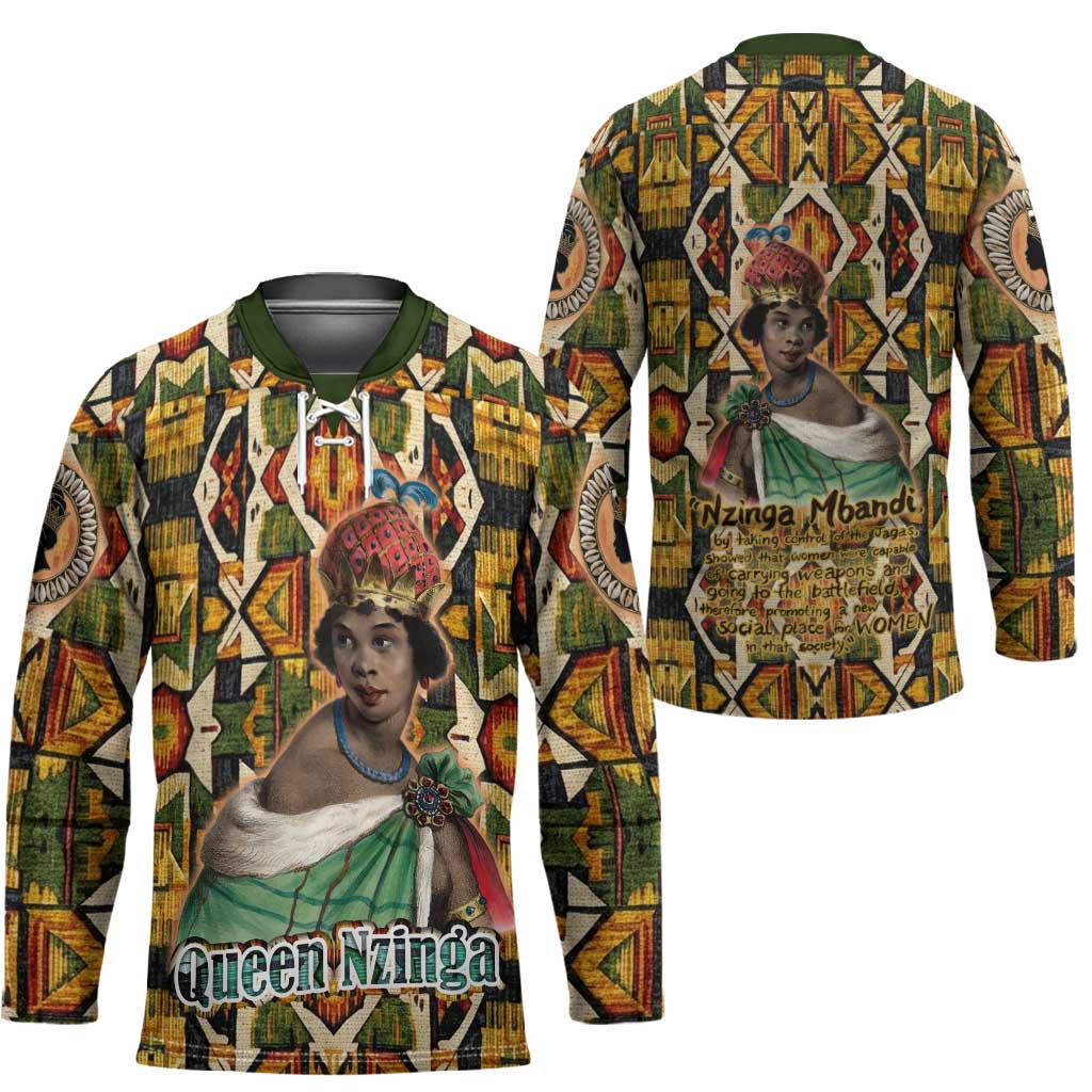 Queen Nzinga Hockey Jersey Mbandi Traditional Regal Portrait Empowerment Quote African Female Leadership - Wonder Print Shop