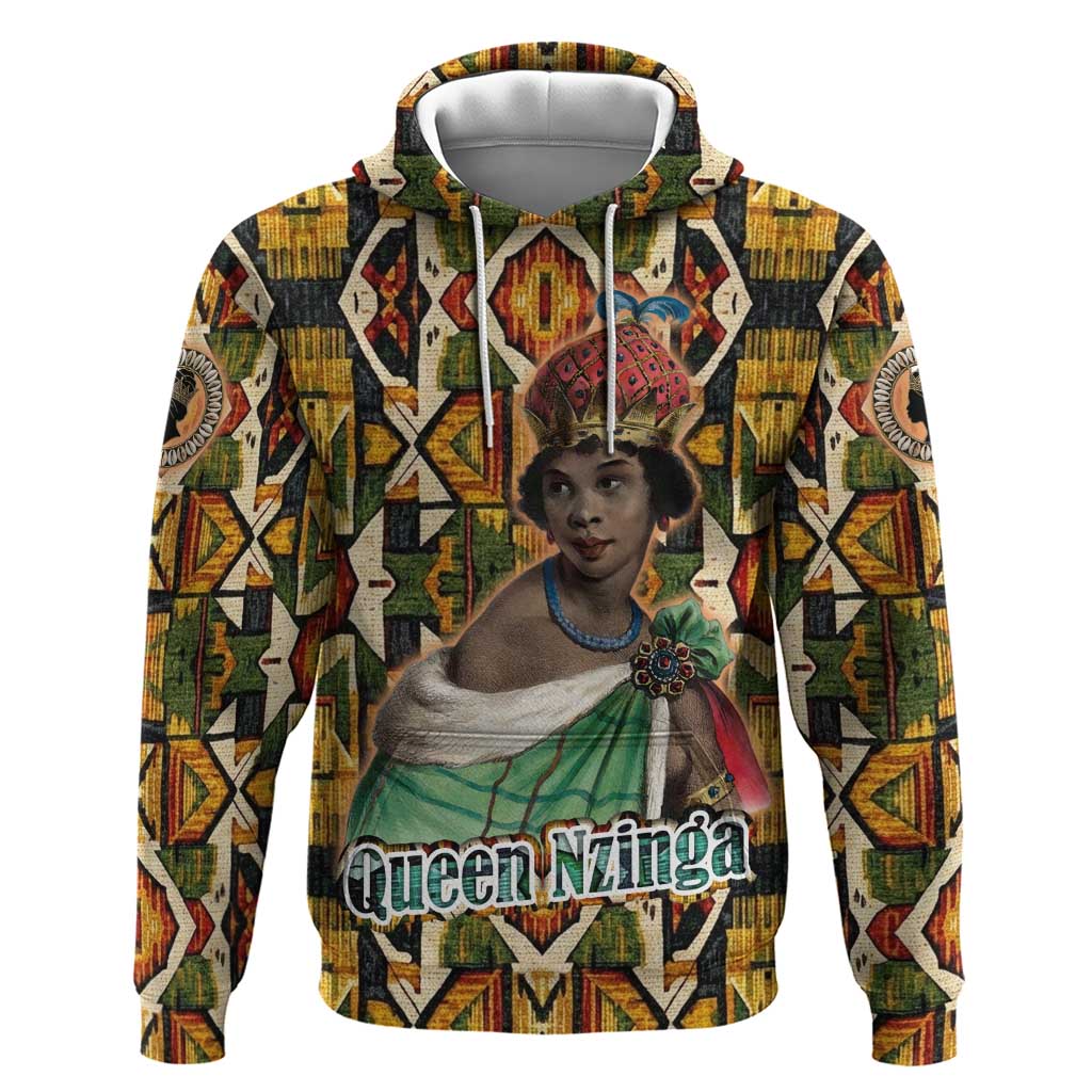Queen Nzinga Hoodie Mbandi Traditional Regal Portrait Empowerment Quote African Female Leadership - Wonder Print Shop