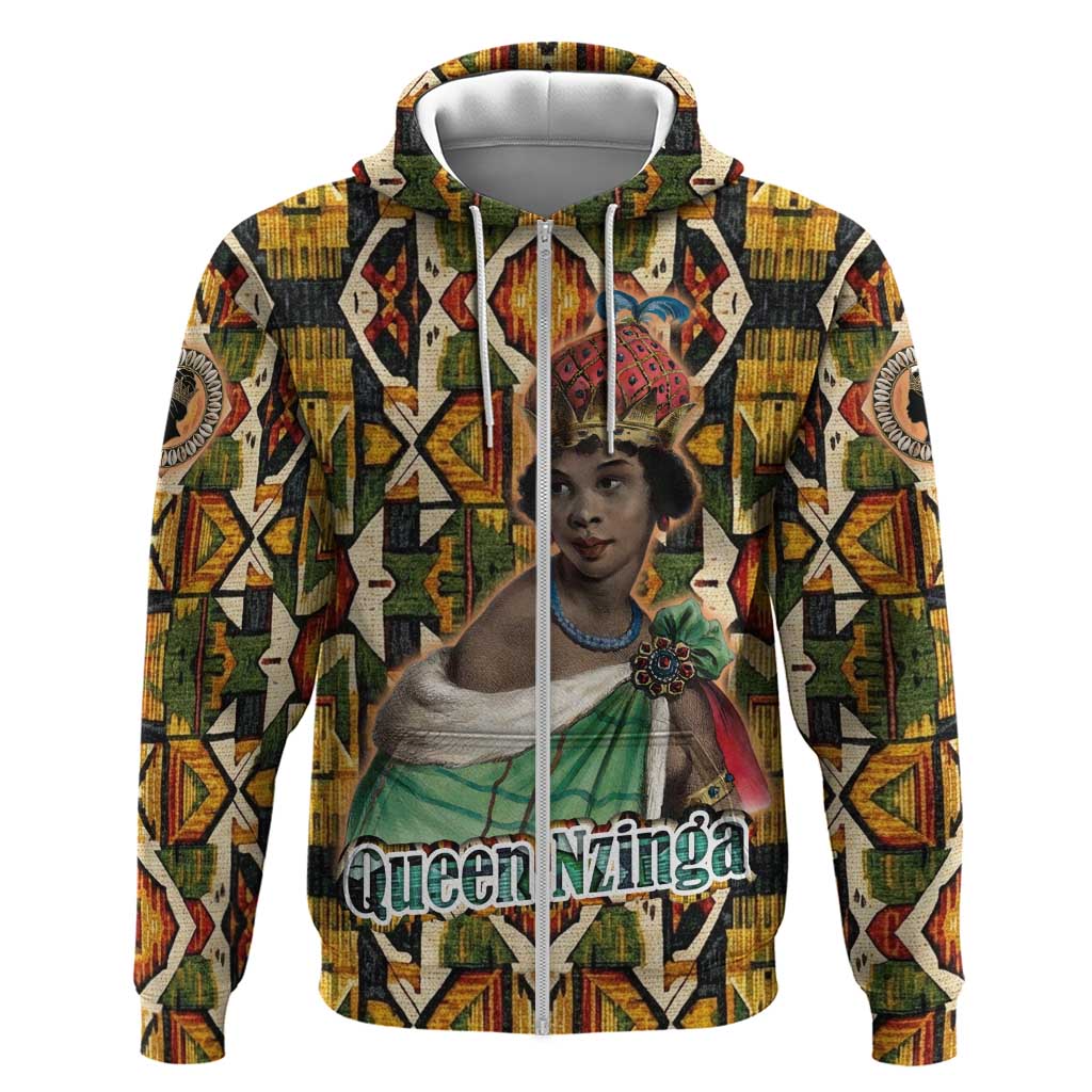 Queen Nzinga Hoodie Mbandi Traditional Regal Portrait Empowerment Quote African Female Leadership - Wonder Print Shop