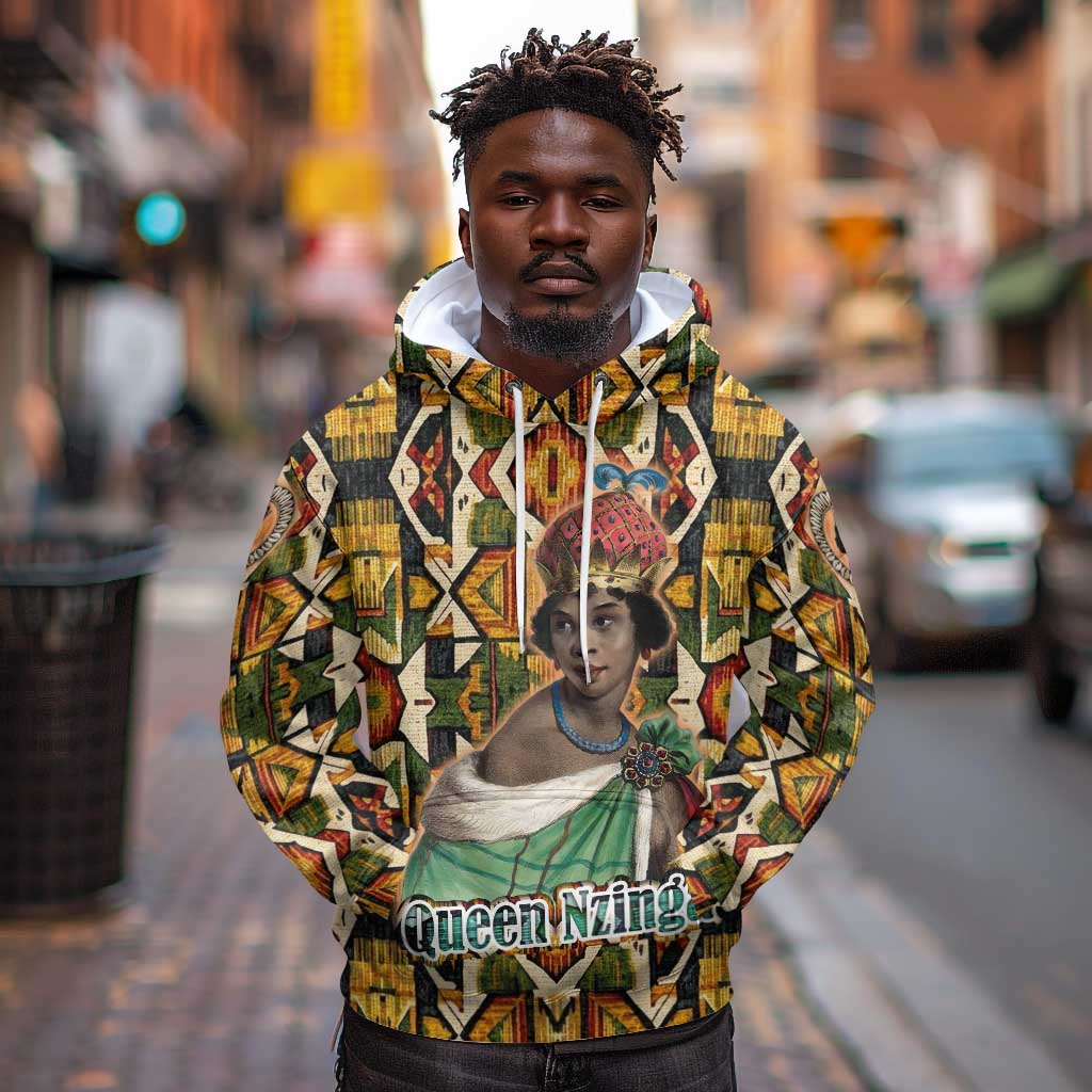 Queen Nzinga Hoodie Mbandi Traditional Regal Portrait Empowerment Quote African Female Leadership - Wonder Print Shop