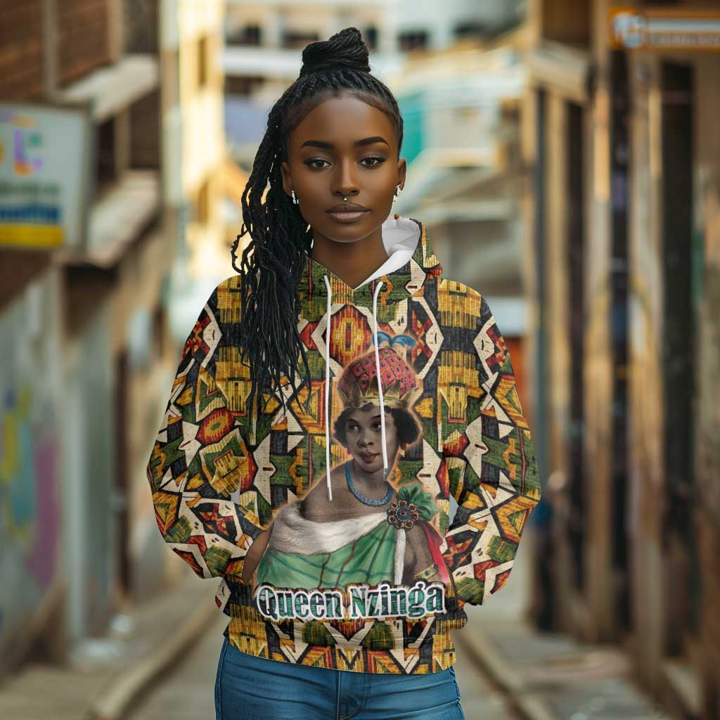 Queen Nzinga Hoodie Mbandi Traditional Regal Portrait Empowerment Quote African Female Leadership - Wonder Print Shop