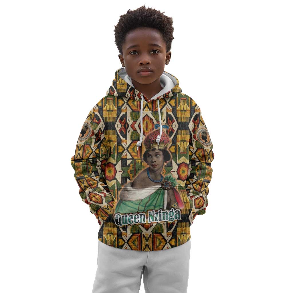 Queen Nzinga Kid Hoodie Mbandi Traditional Regal Portrait Empowerment Quote African Female Leadership - Wonder Print Shop