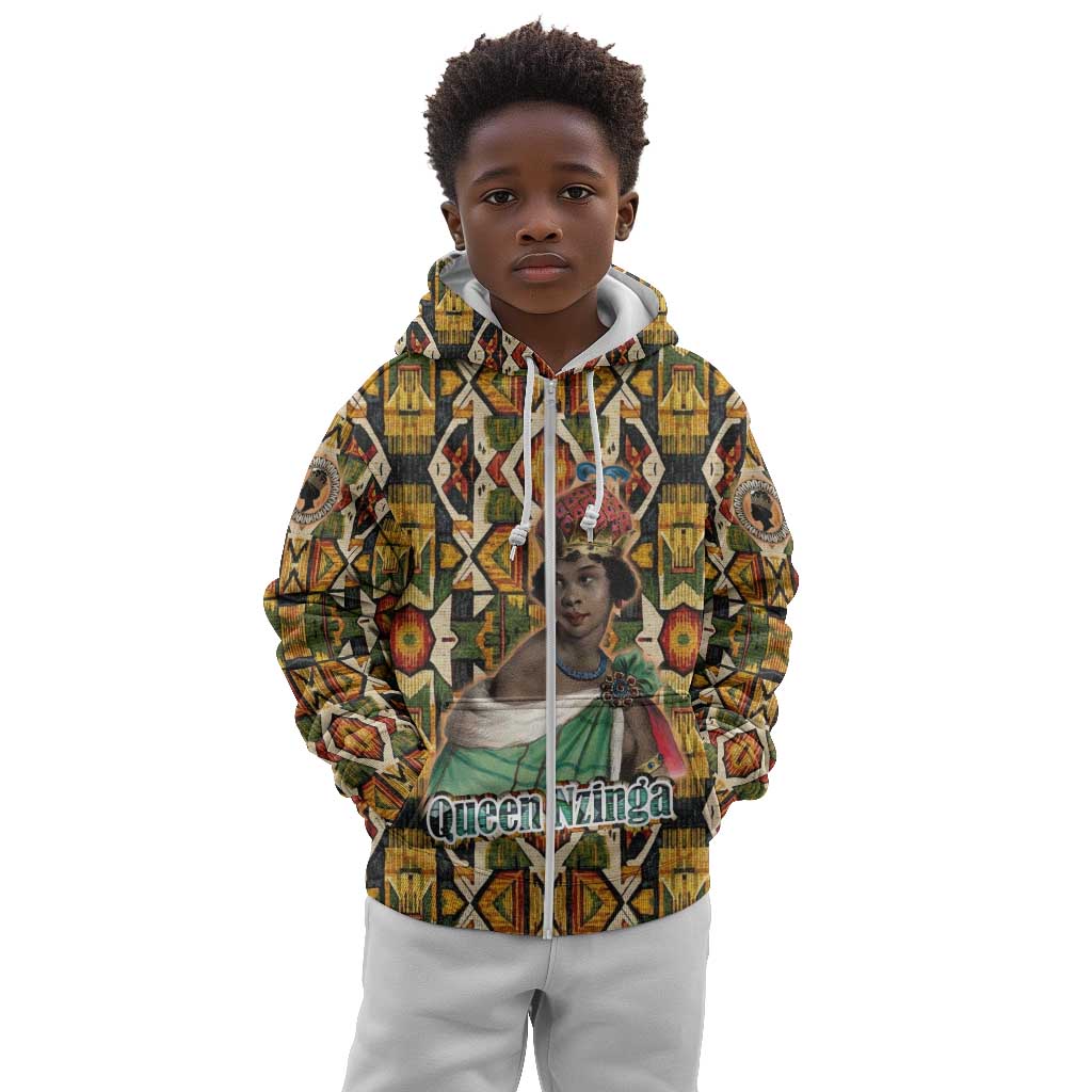 Queen Nzinga Kid Hoodie Mbandi Traditional Regal Portrait Empowerment Quote African Female Leadership - Wonder Print Shop