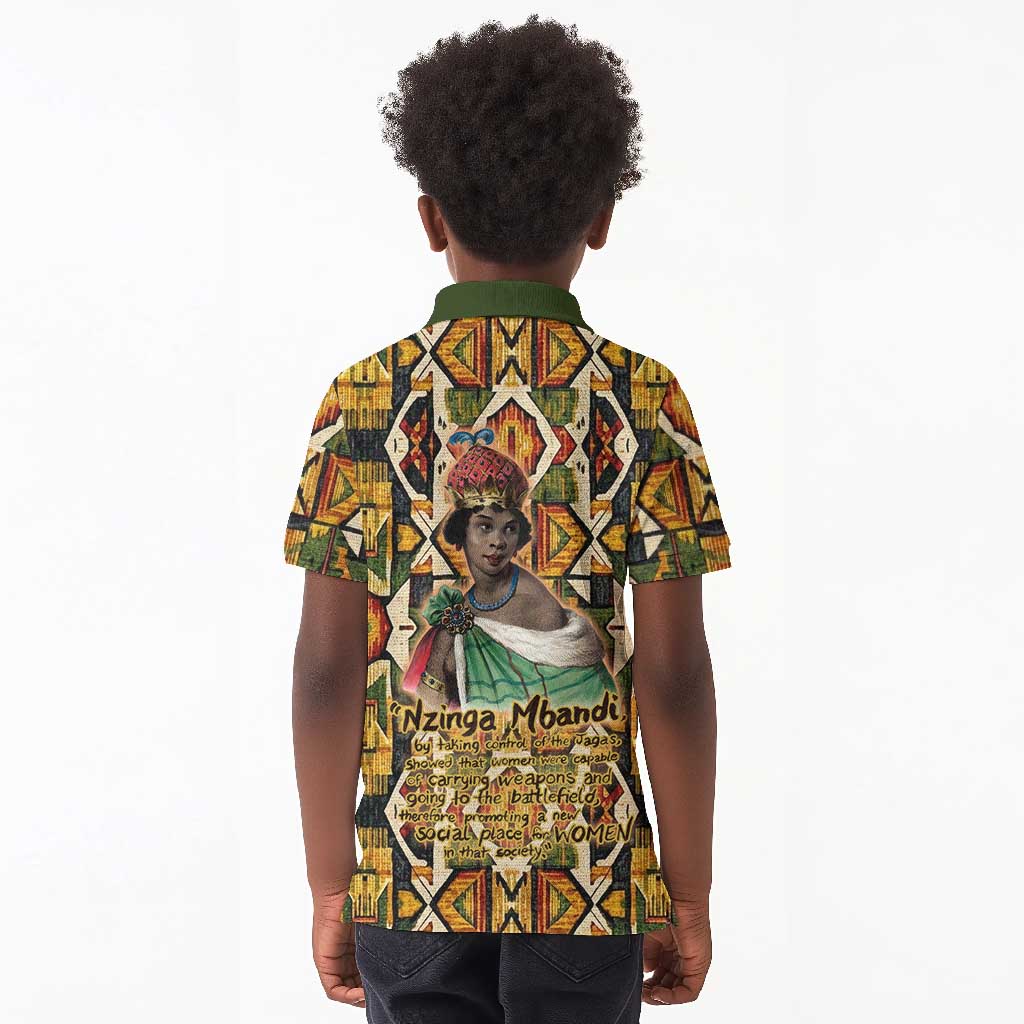 Queen Nzinga Kid Polo Shirt Mbandi Traditional Regal Portrait Empowerment Quote African Female Leadership - Wonder Print Shop