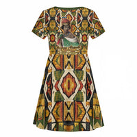 Queen Nzinga Kid Short Sleeve Dress Mbandi Traditional Regal Portrait Empowerment Quote African Female Leadership - Wonder Print Shop