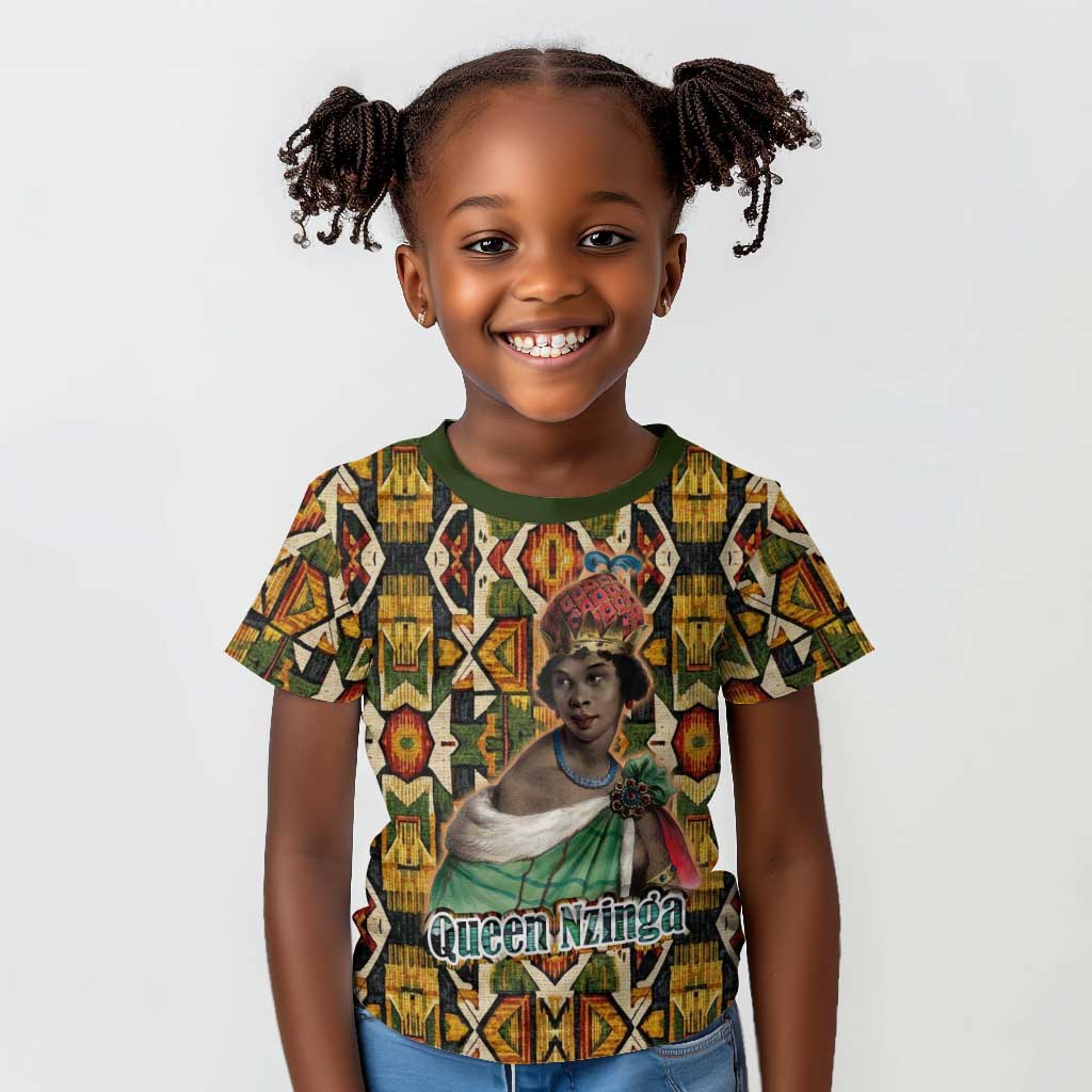 Queen Nzinga Kid T shirt Mbandi Traditional Regal Portrait Empowerment Quote African Female Leadership - Wonder Print Shop