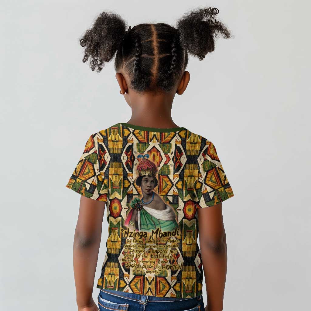 Queen Nzinga Kid T shirt Mbandi Traditional Regal Portrait Empowerment Quote African Female Leadership - Wonder Print Shop