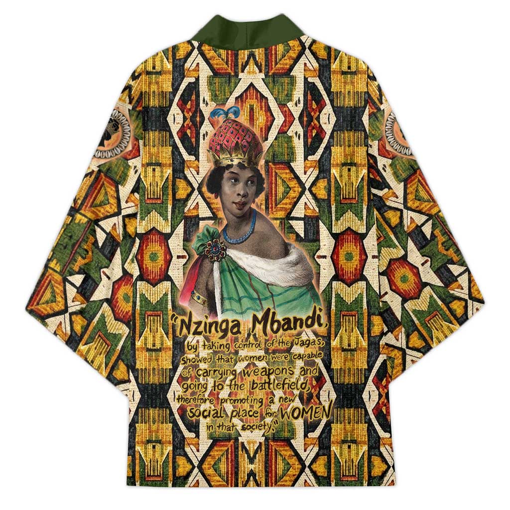 Queen Nzinga Kimono Mbandi Traditional Regal Portrait Empowerment Quote African Female Leadership - Wonder Print Shop
