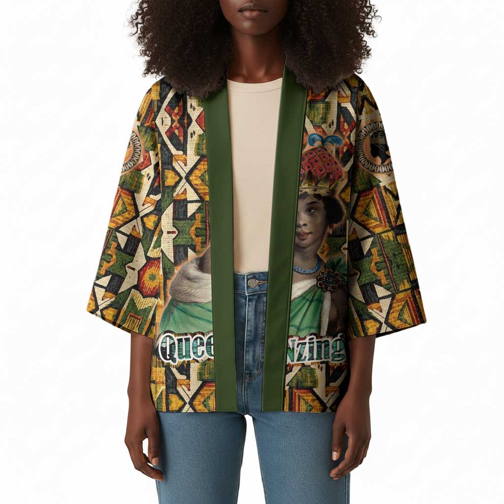 Queen Nzinga Kimono Mbandi Traditional Regal Portrait Empowerment Quote African Female Leadership - Wonder Print Shop