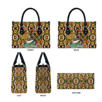Queen Nzinga Leather Bag Mbandi Traditional Regal Portrait Empowerment Quote African Female Leadership - Wonder Print Shop