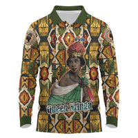 Queen Nzinga Long Sleeve Polo Shirt Mbandi Traditional Regal Portrait Empowerment Quote African Female Leadership - Wonder Print Shop