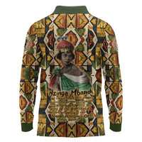 Queen Nzinga Long Sleeve Polo Shirt Mbandi Traditional Regal Portrait Empowerment Quote African Female Leadership - Wonder Print Shop