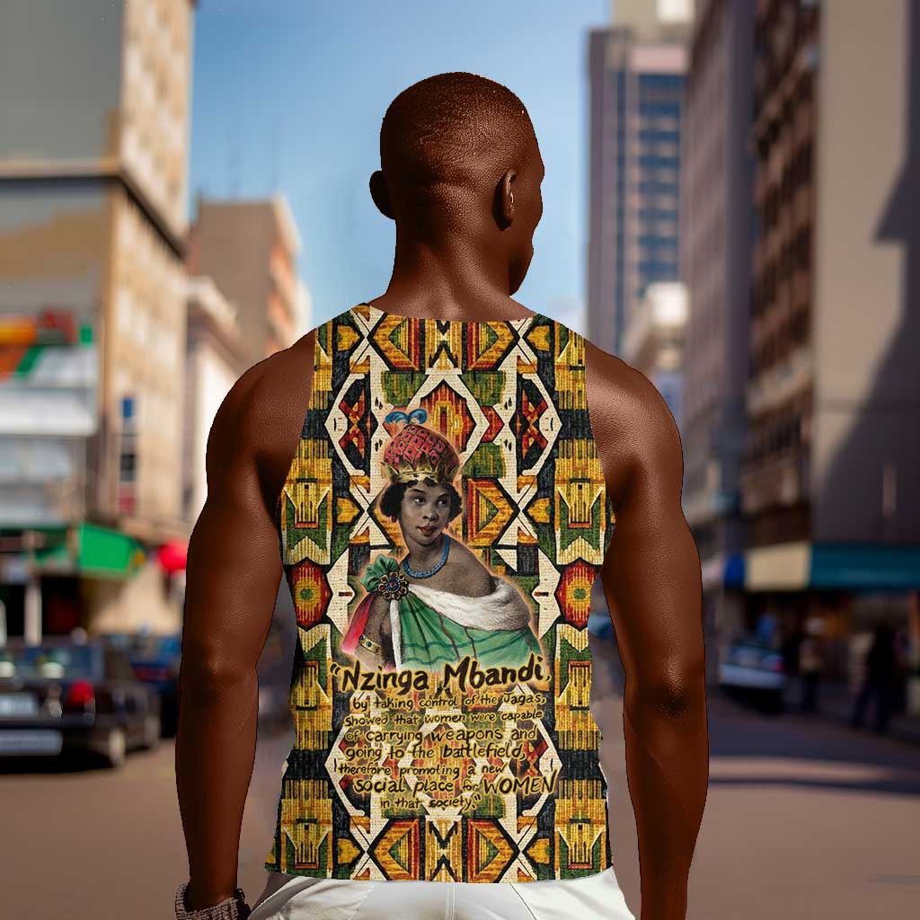 Queen Nzinga Men Tank Top Mbandi Traditional Regal Portrait Empowerment Quote African Female Leadership - Wonder Print Shop