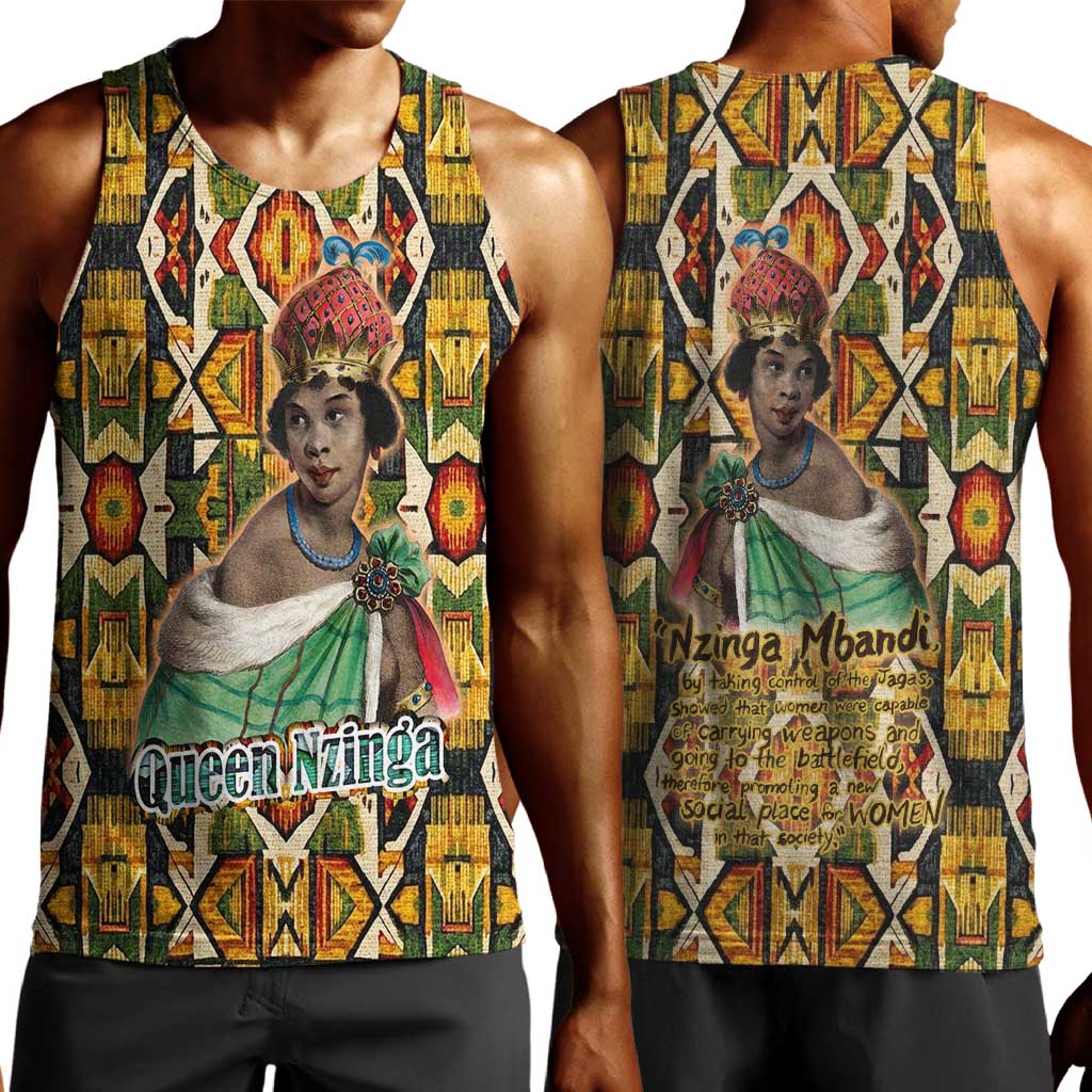 Queen Nzinga Men Tank Top Mbandi Traditional Regal Portrait Empowerment Quote African Female Leadership - Wonder Print Shop